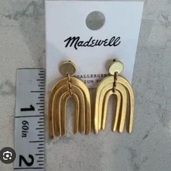 Madewell Stacked Arch Statement Earrings $36.00 gold hypoallergenic titanium - Picture 5 of 5